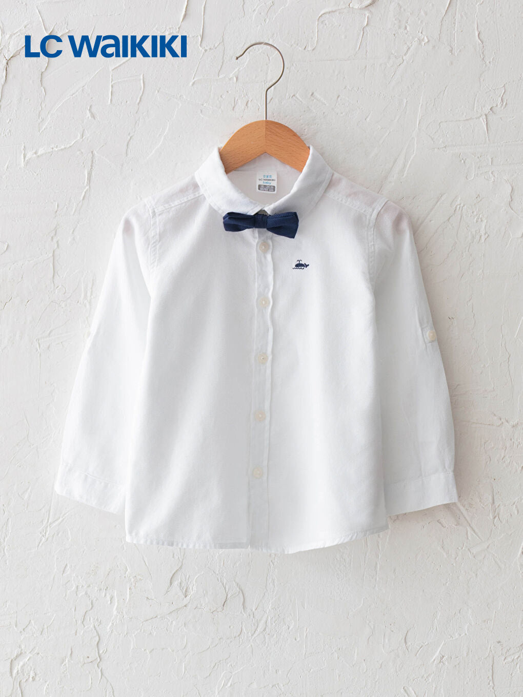 LC Waikiki White Basic Baby Boy Shirt and Bow Tie