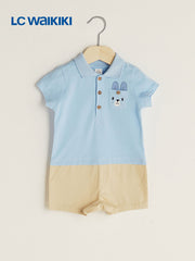 LC Waikiki Blue Polo Neck Short Sleeve Baby Boy Jumpsuit