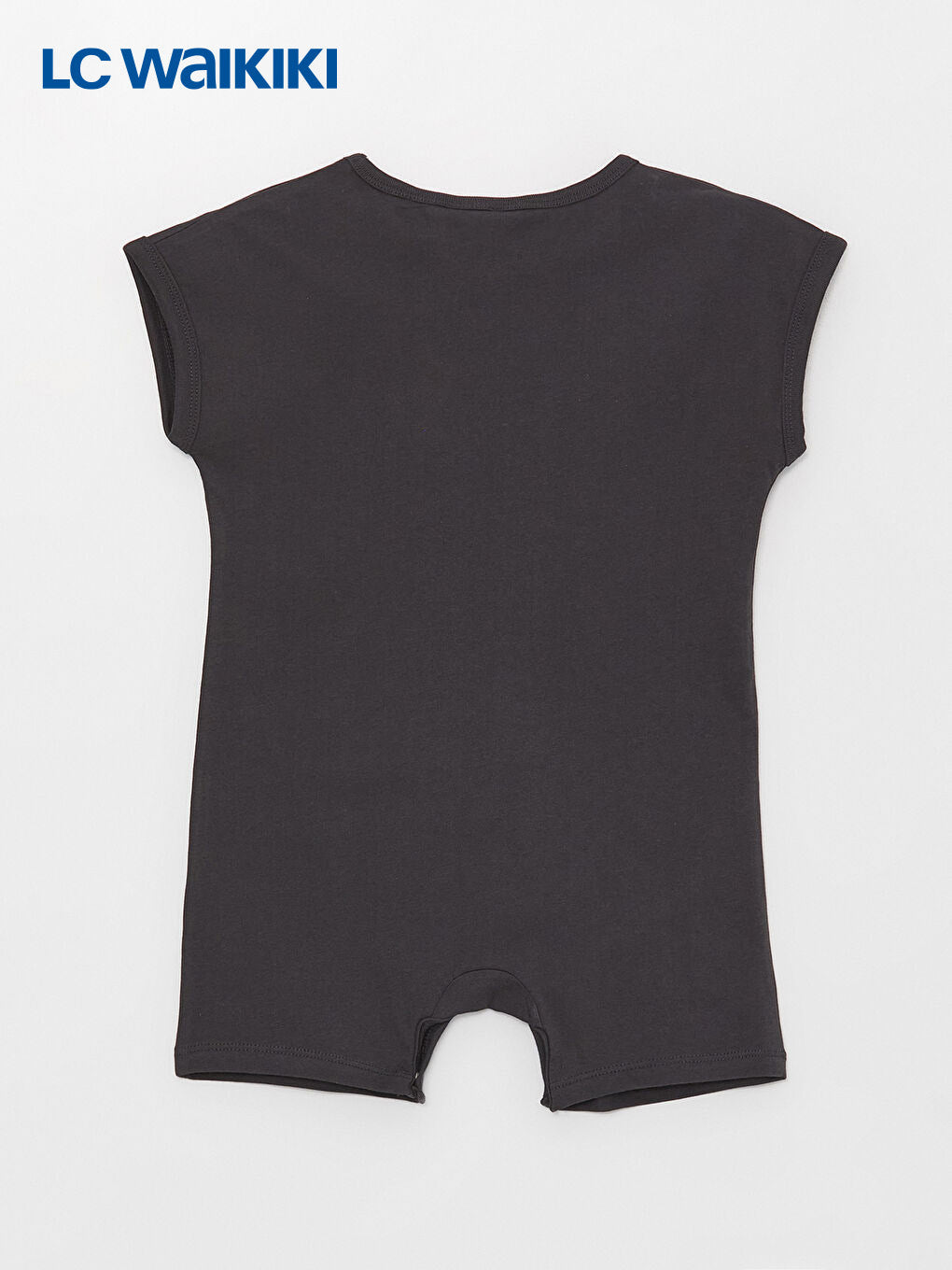 LC Waikiki Anthracite Crew Neck Short Sleeve Mickey Mouse Printed Baby Boy Jumpsuit