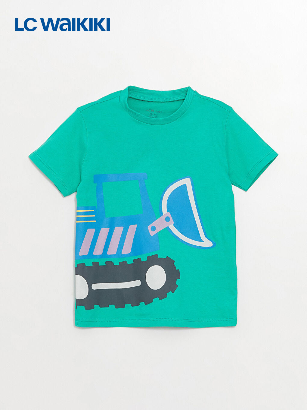 LC Waikiki Green Crew Neck Short Sleeve Printed Baby Boy T-Shirt 2-Pack