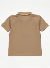 New Generation Tan Textured Zip Up Polo Top