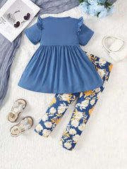Girl'S Ruffled Half Skirt Leisure Vacation Set