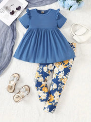 Girl'S Ruffled Half Skirt Leisure Vacation Set